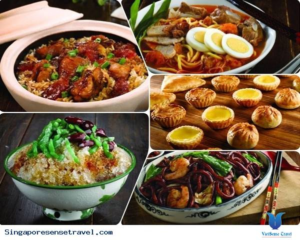 Nhiều món ăn đặc sắc như: vịt nướng, cháo ếch đặc sản, mì xào kway teow, bò popiah ... được phục vụ đến 23h tất cả các ngày trong tuần.