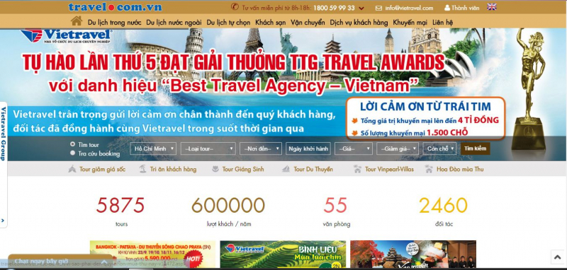 Giao diện website du lịch Việt